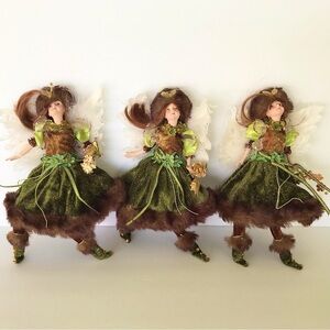 Trio of fairy dolls,  ? Woodland, hanging holiday ornaments.